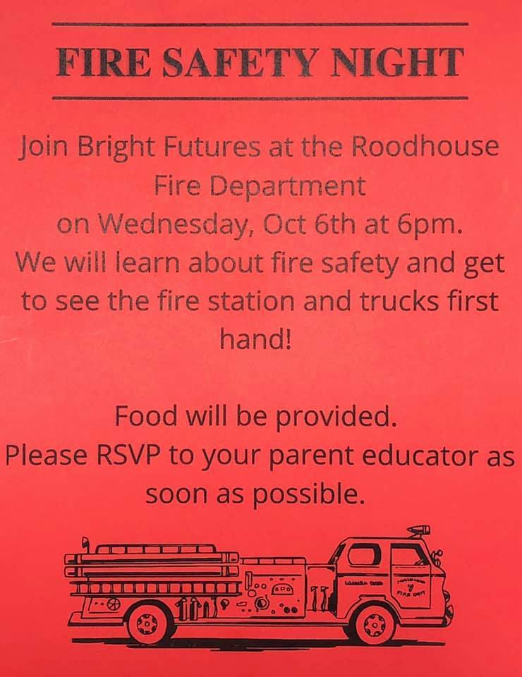 Red flyer with same information about Fire Safety Night that is present in Live Feed post