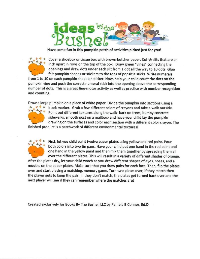 PDF of pumpkin-themed activities. For full highlightable text, please follow the link in the Live Feed post