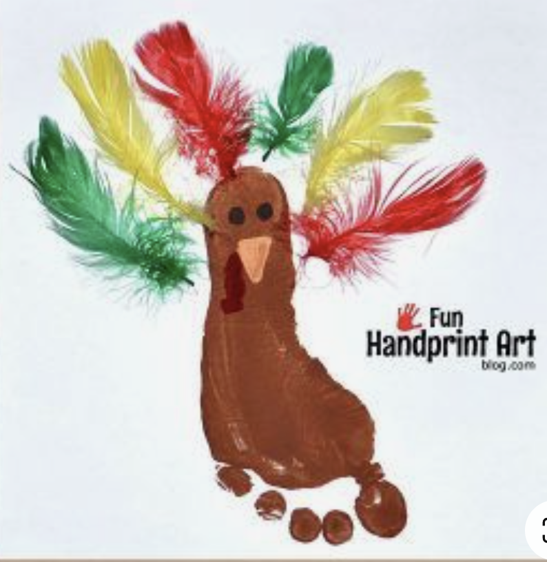 Turkey made from footprint and feathers