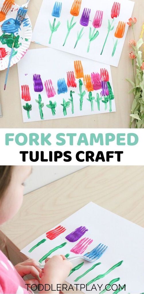Fork Stamped Tulips Craft