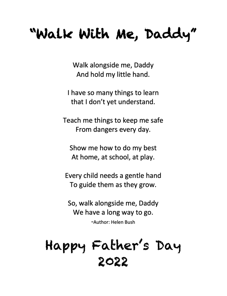 Walk With Me, Daddy poem by Helen Bush