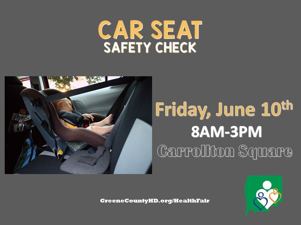 Car Seat Safety Check flyer for during the health & job fair.