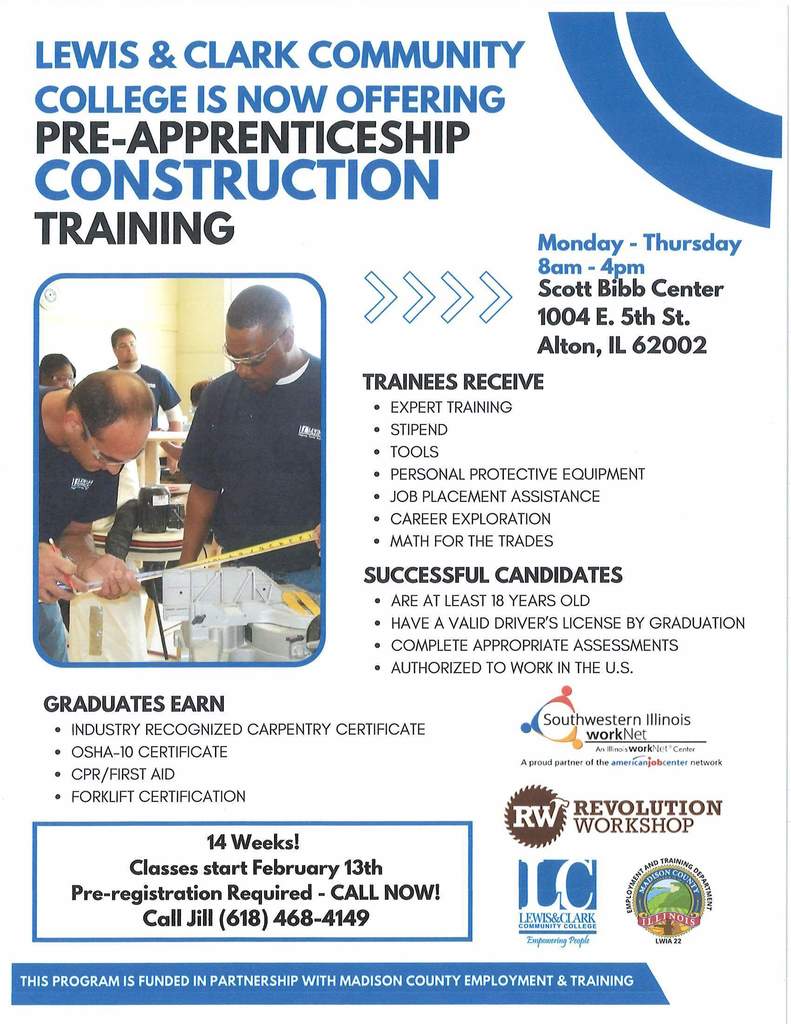 Lewis & Clark Pre-apprenticeship Construction Training Flyer