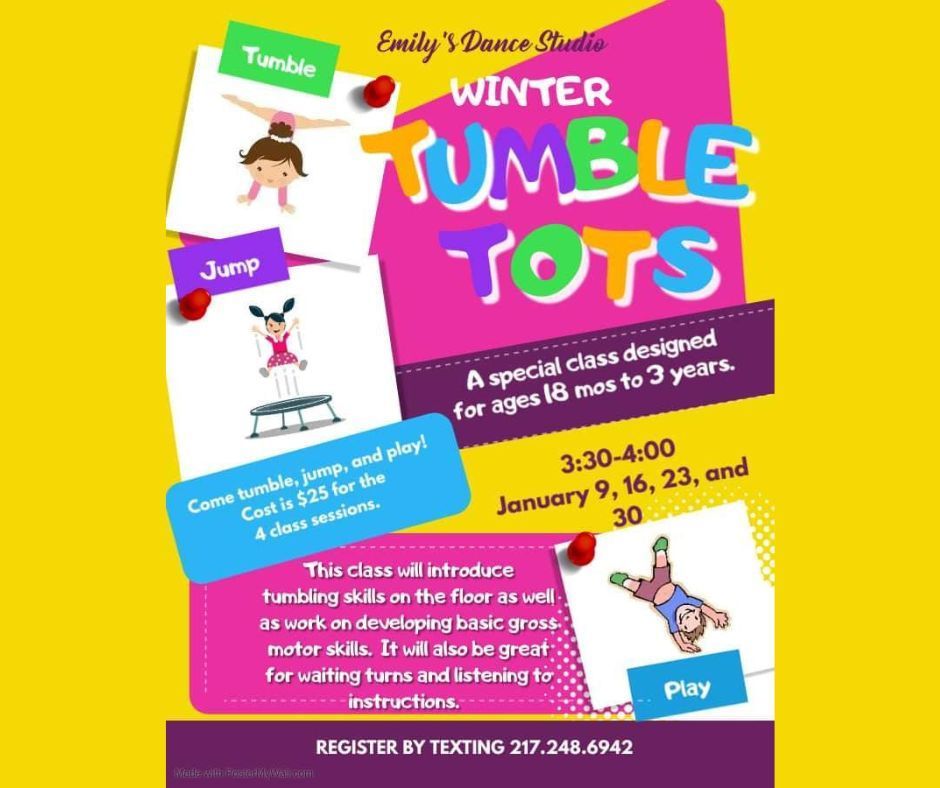Winter Tumble Tots Flyer for Emily's Dance Studio
