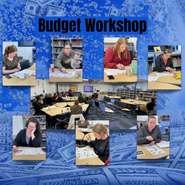 Budget Workshop pictures of Families doing the activities